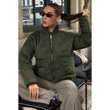 Madmext Haki Dik Yaka Kapitone Kadın Mont MG2568 - S