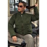 Madmext Haki Dik Yaka Kapitone Kadın Mont MG2568
