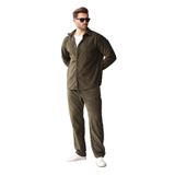 Madmext Haki Kadife Erkek Gömlek Pantolon Takım E7334,Haki 2XL