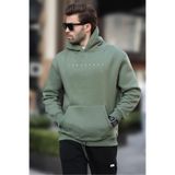 Madmext Haki Kapüşonlu Baskılı Erkek Sweatshirt 7077,Haki XL