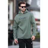 Madmext Haki Kapüşonlu Baskılı Erkek Sweatshirt 7090