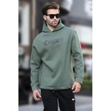 Madmext Haki Kapüşonlu Baskılı Erkek Sweatshirt 7090,Haki L