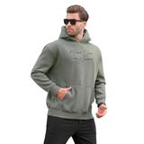 Madmext Haki Kapüşonlu Cep Detaylı Baskılı Erkek Sweatshirt 7064,Haki 2XL