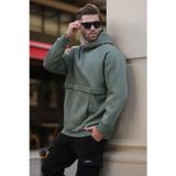 Madmext Haki Kapüşonlu Cep Detaylı Erkek Sweatshirt 7092