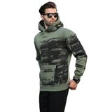Madmext Haki Kapüşonlu Desenli Cep Detaylı Erkek Sweatshirt 7059,Haki M