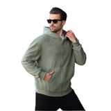 Madmext Haki Kapüşonlu Erkek Polar Hırka E7168,Haki M