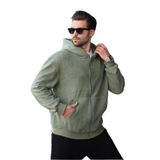 Madmext Haki Kapüşonlu Erkek Polar Hırka E7168,Haki S