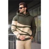Madmext Haki Kapüşonlu Fermuar Yaka Desenli Erkek Sweatshirt E7162
