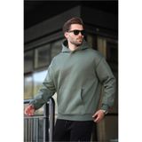 Madmext Haki Kapüşonlu Kanguru Cep Erkek Sweatshirt E7169,Haki M