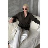 Madmext Haki Kırışık Desen Kadın Gömlek Mg2313,Haki M