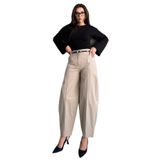 Madmext Haki Modern Kesim Kemerli Yüksek Bel Bol Paça Kumaş Pantolon Mg2618,Haki M