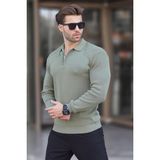 Madmext Haki Polo Yaka Fermuarlı Uzun Kollu Erkek Kazak 7240 - S