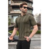 Madmext Haki Polo Yaka Triko Erkek Tişört E7469 - S