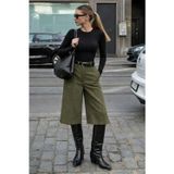 Madmext Haki Yüksek Bel Kloş Kadın Bermuda Şort MG2590