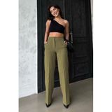 Madmext Haki Yüksek Bel Kumaş Pantolon Mg2284,Haki L