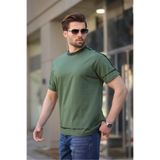 Madmext Haki%100 Pamuklu Bisiklet Yaka Basic Erkek Tişört E7140,Haki L