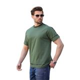 Madmext Haki%100 Pamuklu Bisiklet Yaka Basic Erkek Tişört E7140,Haki M