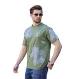 Madmext Haki%100 Pamuklu Desenli Erkek Tişört E7142,Haki 2XL