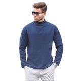 Madmext İndigo Balıkçı Yaka Oversize Erkek Kazak 6114,İndigo L