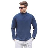 Madmext İndigo Balıkçı Yaka Oversize Erkek Kazak 6114,İndigo M