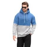 Madmext İndigo Kapüşonlu Renk Bloklu Baskı Detaylı Erkek Sweatshirt 7046,İndigo M