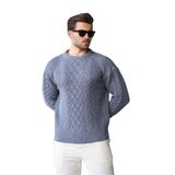 Madmext İndigo Örgü Desenli Triko Erkek Kazak E7425,İndigo XL