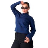 Madmext İndigo Yarım Balıkçı Yaka Örgülü Triko Kadın Kazak Mg2257,İndigo S