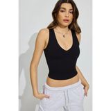 Madmext Kadın Atlet Siyah V Yaka Biyeli 95% Pamuk 5% Elestan Hafif Tasarım MG2292