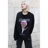 Madmext Kadın Baskılı Oversize Sweatshirt, Siyah, M Beden