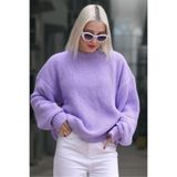 Madmext Kadın Bebe Yaka Oversize Düz Örgü Kazak, Mor
