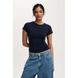 Madmext Kadın Bisiklet Yaka Basic T-shirt, Kısa Kol, Lacivert, S Beden