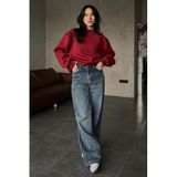 Madmext Kadın Bordo Basic Bisiklet Yaka Sweatshirt, L Beden