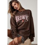 Madmext Kadın Cleveland Browns Baskılı Sweatshirt, Kahverengi, S Beden