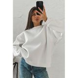 Madmext Kadın Ekru Basic Bisiklet Yaka Sweatshirt, Pamuk Polyester, L Beden