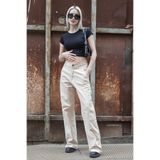Madmext Kadın Ekru Straight Fit Kargo Pantolon, Normal Bel, S Beden
