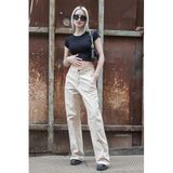 Madmext Kadın Ekru Straight Fit Kargo Pantolon, Normal Bel, XS