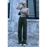 Madmext Kadın Haki Geniş Paça Yüksek Bel Pantolon, XL