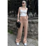 Madmext Kadın Kahverengi Beli Büzgülü Bol Paça Pantolon, M Beden