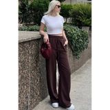 Madmext Kadın Kahverengi Beli Büzgülü, Bol Paça Pantolon, S Beden