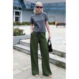 Madmext Kadın Koyu Yeşil Beli Büzgülü Bol Paça Pantolon, XL