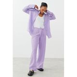 Madmext Kadın Mor Yüksek Bel, Geniş Paça, Viskon Karışımlı Pantolon, 2XL