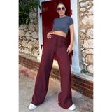 Madmext Kadın Müslin Bol Paça Pantolon, Bordo, M