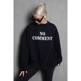Madmext Kadın No Comment Baskılı Oversize Sweatshirt, Siyah, S Beden