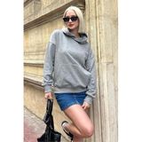 Madmext Kadın Oversize Cepli Sweatshirt, Grimelanj, S Beden