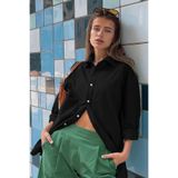 Madmext Kadın Oversize Gömlek, Uzun Kollu, Siyah, L Beden