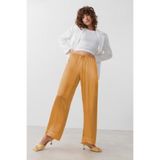 Madmext Kadın Saten Beli Büzgülü Bol Paça Pantolon, Turuncu, M
