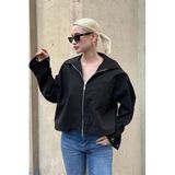 Madmext Kadın Siyah Fermuarlı Oversize Ceket, S Beden