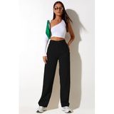 Madmext Kadın Siyah Regular Fit Palazzo Jean, Düz Denim Pantolon
