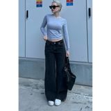 Madmext Kadın Siyah Straight Wide Jean, 34 Beden