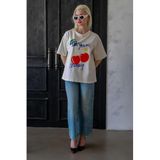 Madmext Kadın T-Shirt, Kısa Kollu, Baskılı, Ekru, L Beden